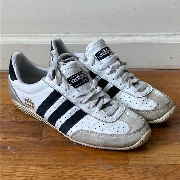 Adidas Japan white black soft leather shoes women’s 10 men’s 9 EUC - Picture 1 of 6
